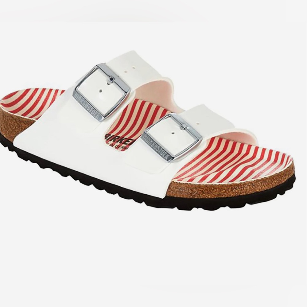 NWT BIRKENSTOCK Arizona White Birko-Flor Sandal Size 8 - Picture 1 of 17
